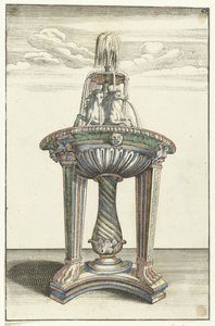 Lavabo redondo sobre trípode grande Architectura Curiosa Nova (título de la serie) de Anonymous