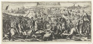 Ruiter Gevecht bij Arras, 1640 La derrota de los españoles en el ataque al sitio de Arras la llegada del convoy y la rendición de la ciudad de Arras a la obediencia del rey (título sobre el objeto) de Anonymous