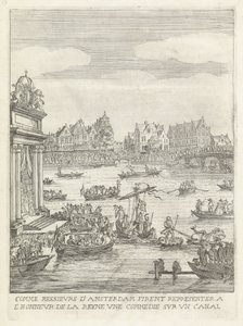 Schouwspel op de Amstel Como los Caballeros de Amsterdam hicieron una comedia en un canal en honor a la reina (título sobre el objeto) Historia de la Entrada de la Reina Madre del Rey Cristianísimo en las Provincias Unidas de los Países Bajos. (título de l de Anonymous