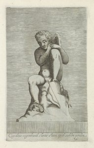 Sculptuur van Amor Creen que es la estatua de pie de Cupido de un noble (título sobre el objeto) Antieke sculptn en Roma (título de la serie) Los íconos de las estatuas antiguas de la ciudad de Roma que se ven en lugares públicos (título de la serie) de Anonymous