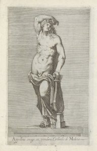 Escultura van Apollo imagen de Apolo en el verde del cardenal de Medici (título sobre el objeto) Antieke sculptn en Roma (título de la serie) Los íconos de las estatuas antiguas de la ciudad de Roma que se ven en lugares públicos (título de la serie) de Anonymous