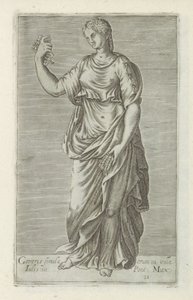 Escultura van Ceres La estatua de Ceres en el pueblo de Iulius Pont. máx. (título en el objeto) Antieke sculptn en Roma (título de la serie) Los íconos de las estatuas antiguas de la ciudad de Roma que se ven en lugares públicos (título de la serie) de Anonymous