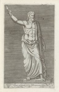 Escultura de Júpiter En la parte superior del Capitolio, hay una estatua de mármol (título sobre el objeto) Antieke sculptn en Roma (título de la serie) Los íconos de las estatuas antiguas de la ciudad de Roma que se ven en lugares públicos (título de la s de Anonymous