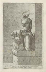 Escultor van Pasquino Alejandro el gran soldado, comúnmente Pasquinus con el Focius Antieke sculptn en Roma (título de la serie) Los íconos de las estatuas antiguas de la ciudad de Roma que se ven en lugares públicos (título de la serie) de Anonymous