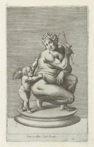 Escultura de Venus en Amor Venus en la casa del Card. Farnese (título sobre el objeto) Antieke sculptn en Roma (título de la serie) Los íconos de las estatuas antiguas de la ciudad de Roma que se ven en lugares públicos (título de la serie) de Anonymous