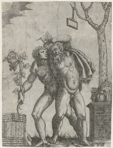 Silenus apoyado por una joven bacante de Anonymous