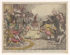 Spotprent conoció a Napoleón en Fox, 1802 Introducción de Citizen Volpone & his Suite, en París - vide, The Moniteu & Cobbett