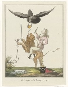 Caricatura del pago holandés a Prusia, 1787 Purga a la naranja. 1787 (título sobre el objeto)