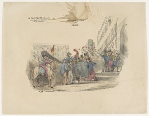 Caricatura que representa la distribución de cruces honoríficas belgas, 1834 Distribution de Croix (título sobre objeto) de Anonymous