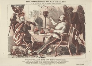 Caricatura del Kaiser Wilhelm I y Bismarck, 1870 Cena de sangre y huesos de San Guillermo (título sobre el objeto) de Anonymous