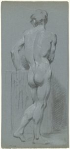Desnudo masculino de pie, visto de espaldas, ligeramente a la derecha de Anonymous