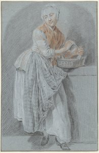 Mujer de pie con una cesta