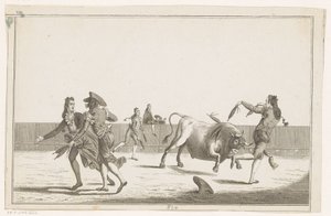 Tauro es retado con banderillas Colección de las principales suertes de una corrida de toros (título de serie sobre objeto) Colección de las maniobras taurinas más importantes (título de la serie) de Anonymous