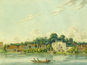 Las orillas del Támesis en Twickenham, mostrando la casa de Alexander Pope de Anonymous