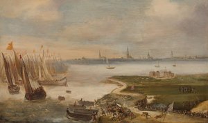 La derrota holandesa en el Blokkersdijk, cerca de Amberes, 1605 de Anonymous