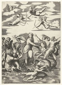 Triunfo de Galatea con tritones, nereidas y putti de Anonymous