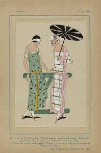 Muy parisino, 1923, nº 7: 17.- DÍAS DE CALOR. - 1. Vestido de gasa de algodón... de Anonymous