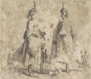 Dos hombres en capas con turbantes en la cabeza Estudios de vestuario (título de la serie) de Anonymous