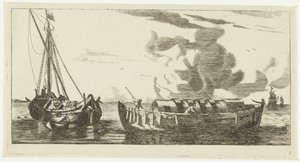 Dos barcos: un encendedor Amsterdam y un encendedor Wieringer Paisajes marinos e imágenes de barcos (título de la serie) de Anonymous