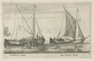 Dos barcos: un frisian kaag y un gelderse kaag A Gelderse Kaegh, A Vriese Kaegh (título sobre el objeto)
