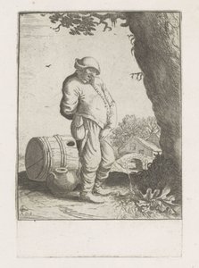 hombre orinando por un árbol de Anonymous