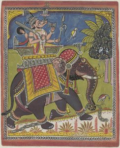 Varaha (Vishnu como jabalí) montando un elefante