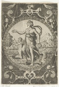 Venus y Cupido Medallones con figuras del juicio de Paris en un marco de herrajes con guirnaldas (título de la serie)
