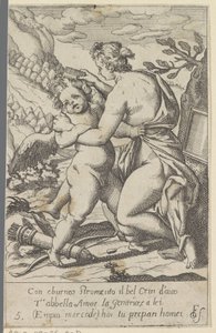Venus peina el cabello de Amor. Escenas con Venus y Amor (copias) (título de serie) Scherzi d