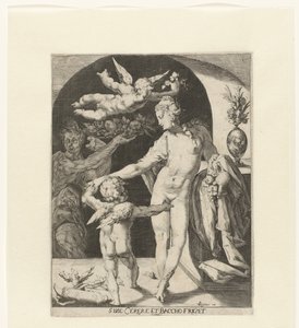 Venus conoció a Amor en un fauno Venus se congela sin Ceres y Baco (título sobre el objeto)