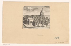 Vista de pájaro de la Oude Kerk de Ámsterdam, antes de 1544
d
