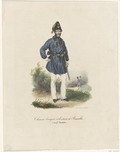 Cazador voluntario de Bruselas, 1830 Chasseurs bourgeois volontaire de Bruxelles, (Comp.ie Chasteler) (título sobre el objeto) de Anonymous