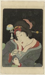 Mujer corta sus uñas Musume jûni kagetsu (título sobre objeto) Imayô jûni kagetsu no uchi (título de la serie) de Anonymous