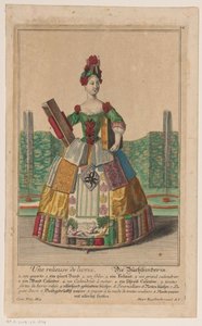 Mujer con disfraz de libros Relieur de livres / Der Buchbinder (título sobre objeto) de Anonymous
