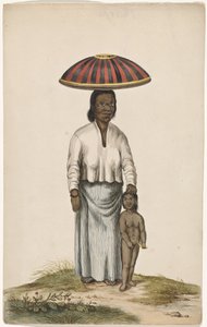 Mujer con niño y tapa de comida