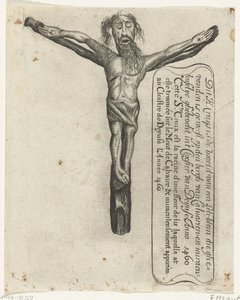 Crucifijo milagroso en el monasterio de Deinze, 1460 Este H. Cruys es la raíz de un Leli-blom que se encontró en den Bergh van Calvarien y Miraculeuselyc ghebrocht in