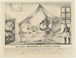 Ziekbed van generaal Chassé, 1830 Enfermedad temporal del General Chassé (título sobre objeto) de Anonymous