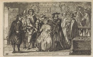 Curar enfermedades bailando, 1673 La Maladie Guarie par la dance / Curar la enfermedad a través del baile. 1673 (título sobre objeto)