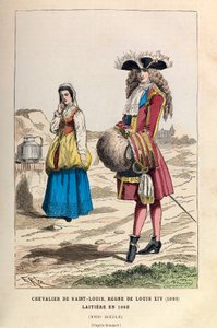 Un caballero de San Luis (1693) y una lechera (1680) bajo el reinado del rey Luis XIV en el siglo XVII