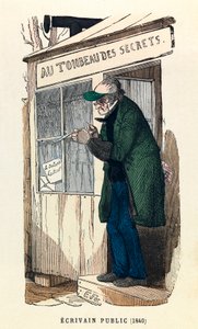 Un escritor público en 1840 en París, grabado
