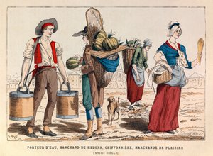 Un aguador, un vendedor de melones, un trapo y un vendedor de placer en el siglo XVIII de Anonymous Anonymous