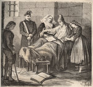 Una boda en el bagne de Rochefort en el siglo XIX. Grabado en “Histoire des bagnes depuis leur création à nos jours” (1877) de Pierre Zaccone (1817-1895). Colección privada. de Anonymous Anonymous