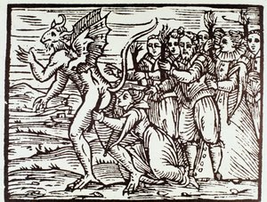 Una bruja besa a Satanás (grabado) de Anonymous Anonymous