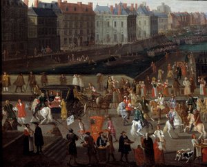Actividades y paso en el Pont Neuf en París