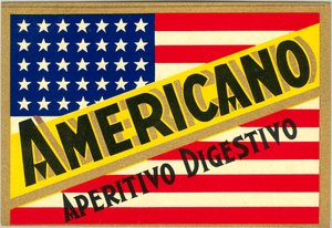 Anuncio de bebida corta italiana Americano, con bandera americana