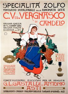 Cartel publicitario para el fungicida azufre tamizado producido por la empresa italiana Vergnasco Candelo, siglo XX de Anonymous Anonymous