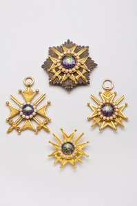Afganistán - Orden del Imperio Durrani: placa de 1ª clase, 2º tercio del siglo XIX - insignia de 1ª clase, 2º tercio del siglo XIX - insignia de 1ª clase, 2º tercio del siglo XIX - insignia de pecho de 2ª clase, 2º tercio del siglo XIX de Anonymous Anonymous