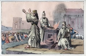 Civilización persa antigua: magos, sacerdotes oficiales y discípulos de Zaratustra - grabado de 