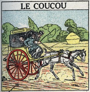 Tracción animal: cucú, transporte público utilizado en Francia desde mediados del siglo XVIII hasta mediados del siglo XIX, también llamado 
