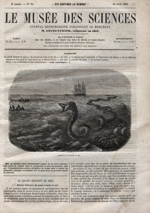 Aparición de la serpiente marina. Grabado de 1858. Uno de los 
