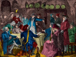 Arresto del rey Luis XVI y la familia real en Varennes en 1791, grabado, colección privada de Anonymous Anonymous